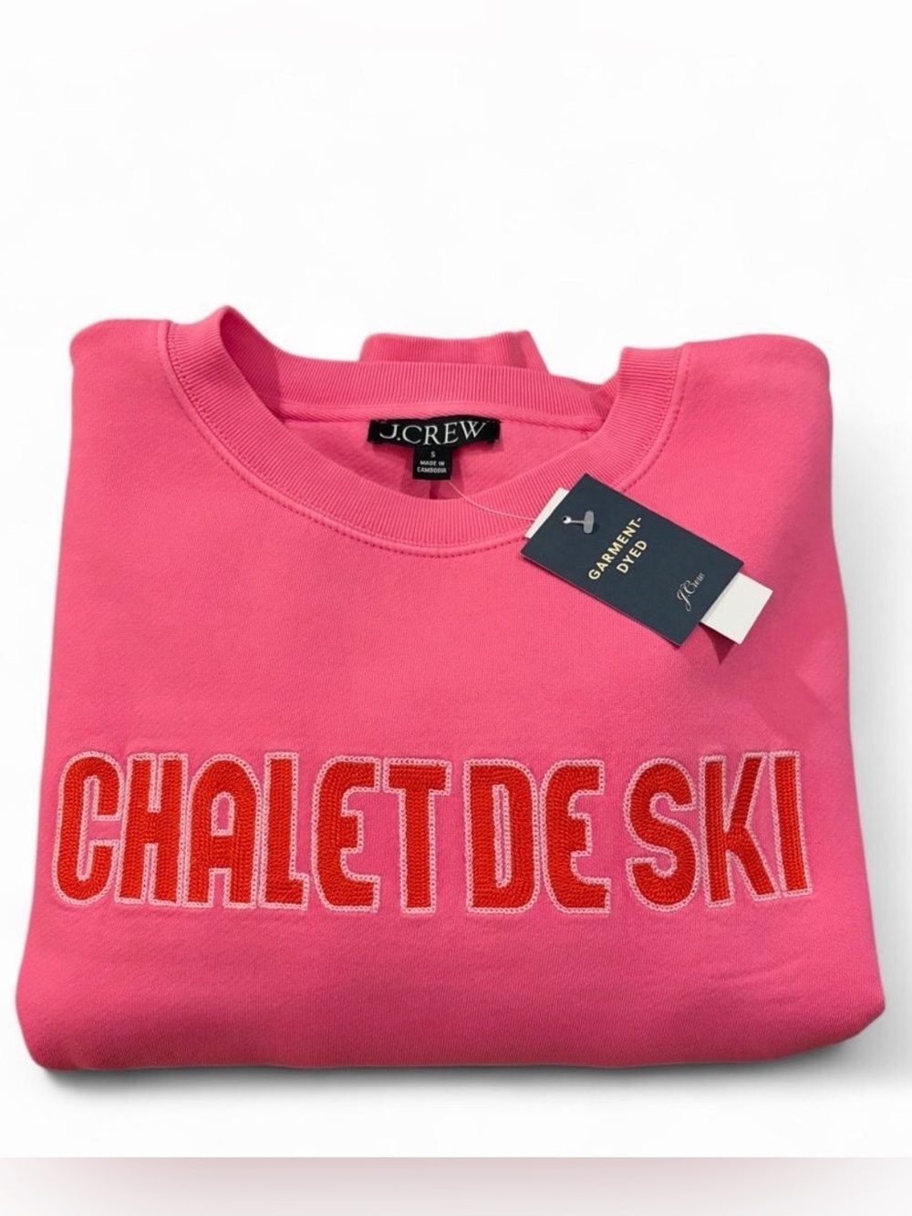 NWT J.Crew Women’s Sz. S Heritage Fleece “Chalet de Ski” Pink Sweatshirt